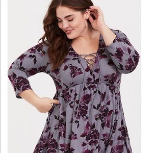 Torrid Super Soft Hi-Lo Floral Babydoll Tee